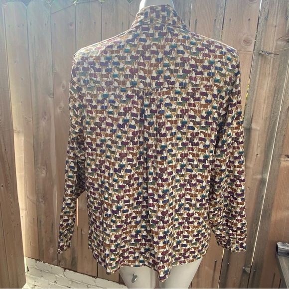 Vintage horse print 100% button down shirt size EU 36 size 6 US - Picture 7 of 11